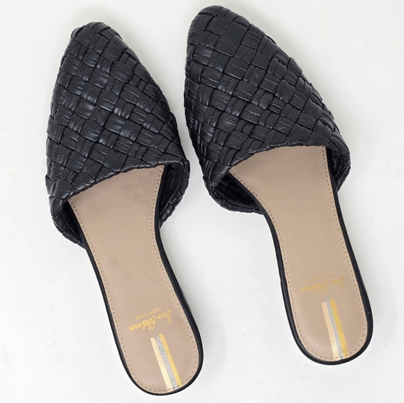 NWOT Sam Edelman Page Mule Woven Leather Almond Toe 6.5 Black - Picture 2 of 10